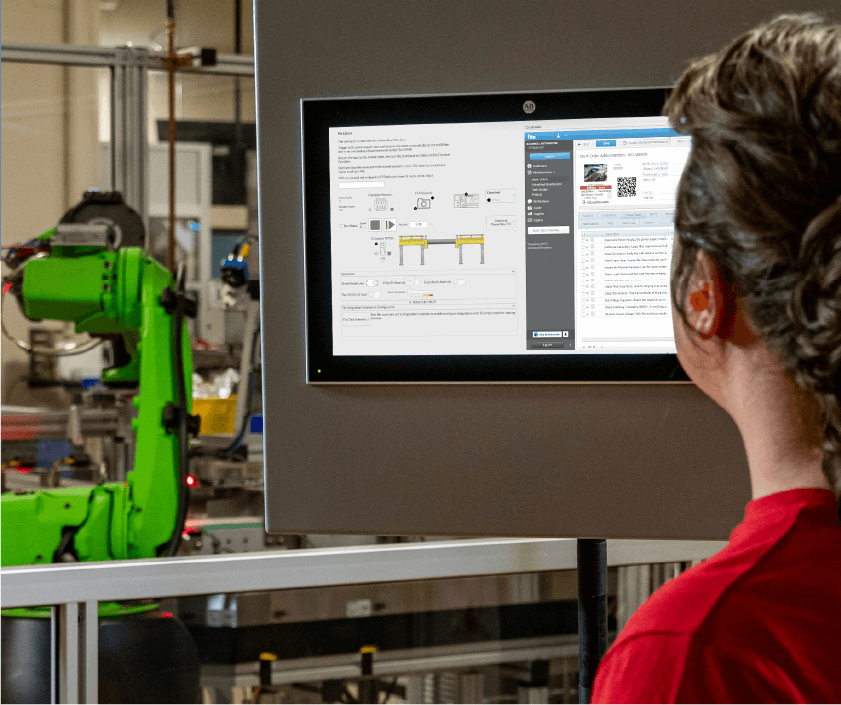 Maintenance worker looking at data